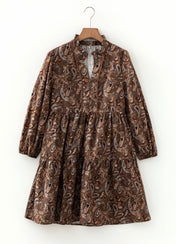 Brown Paisley Flowy Dress Full Run RTS