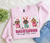 Dachshund Through The Snow Pink Sweatshirt.