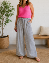 Black Stripe Casual Pants Full Run RTS