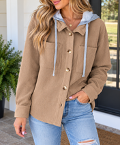Hooded Corduroy Shacket