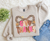 Give Thanks Leopard Pink Bow Sweatshirt.