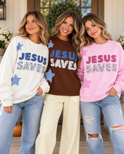 Patchwork Jesus Saves Baggy Sweatshirt