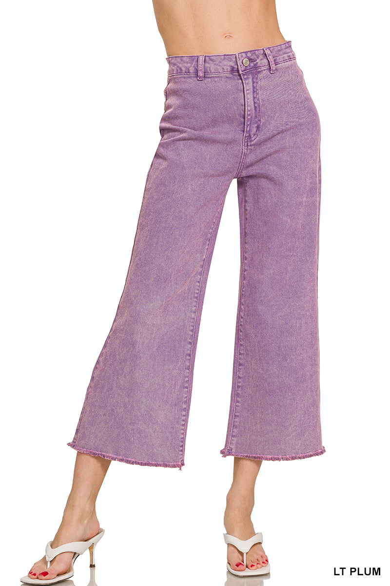 Cropped Frayed Hem Straight Jeans Zenana RTS