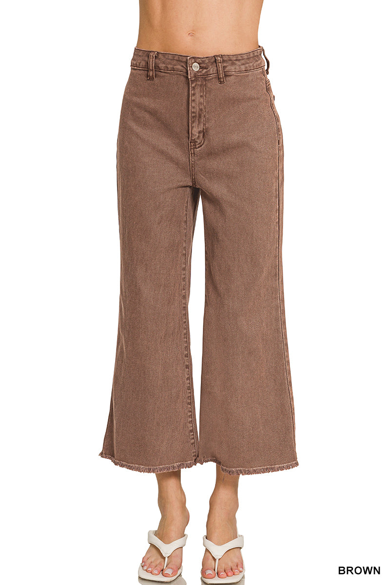 Cropped Frayed Hem Straight Jeans Zenana RTS