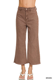 Cropped Frayed Hem Straight Jeans Zenana RTS