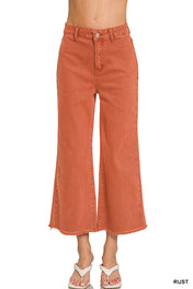 Cropped Frayed Hem Straight Jeans Zenana RTS