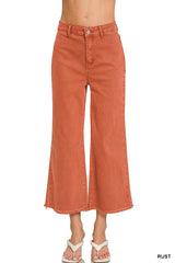 Cropped Frayed Hem Straight Jeans Zenana RTS