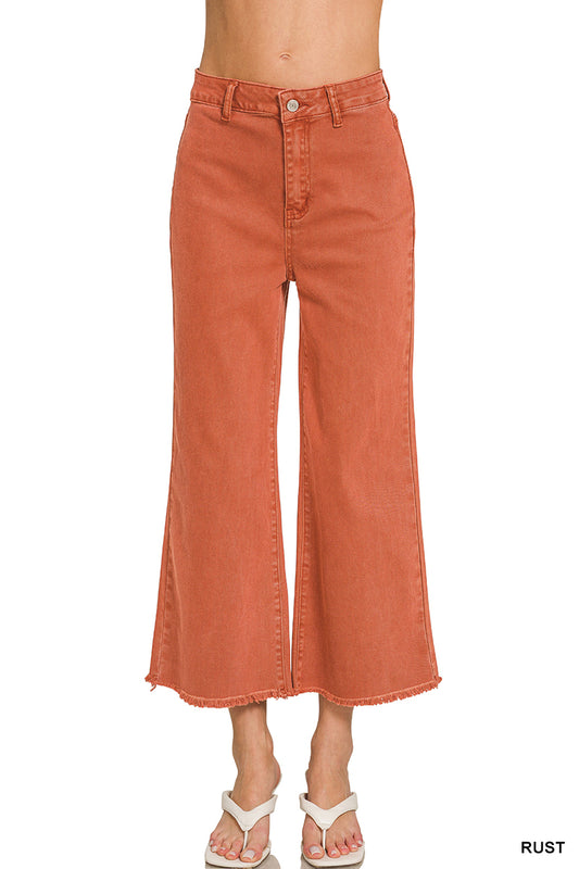 Cropped Frayed Hem Straight Jeans Zenana New RTS