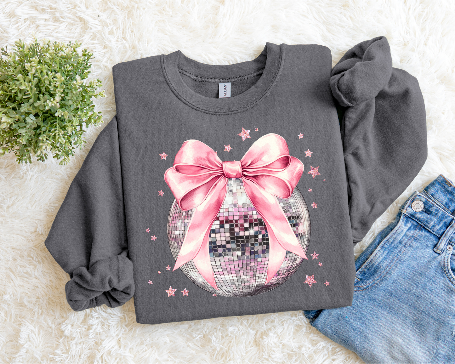 Disco Ball With Bow Sweatshirt.