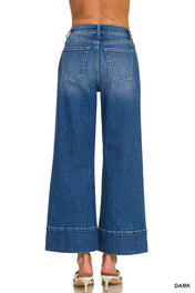 Cropped Wide Leg Pintuck Zenana Jeans