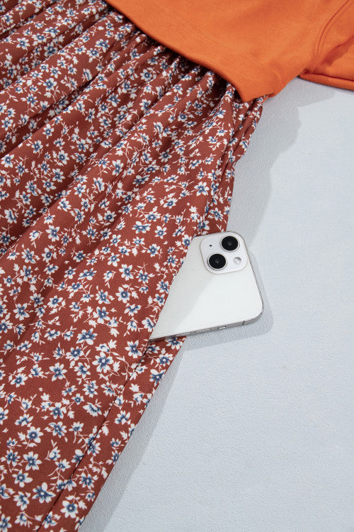 Orange Floral 2 in 1 Mini Dress