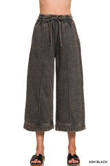 Acid Wash Fleece Cropped Pants