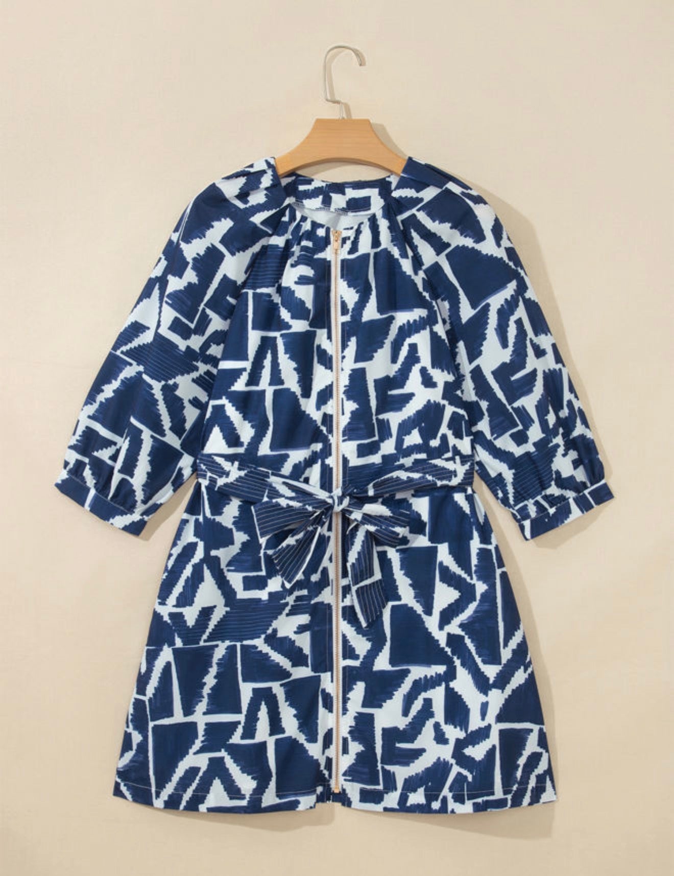 Blue Abstract Zip Dress