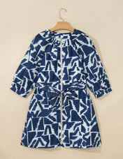 Blue Abstract Zip Dress