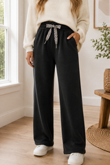 Fleece Leopard Drawstring Pants