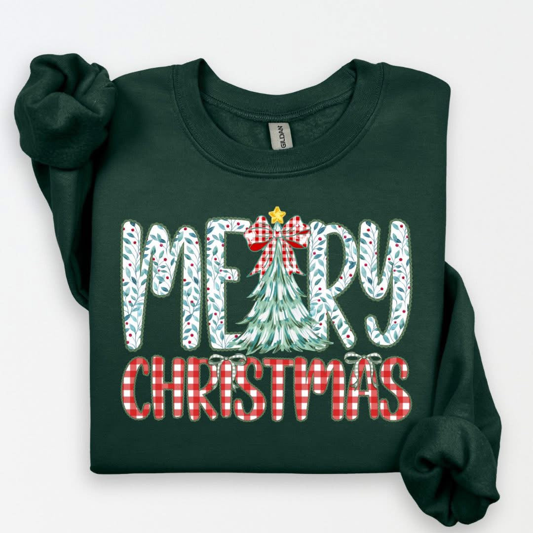 Preppy Floral Merry Christmas Sweatshirt.