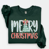 Preppy Floral Merry Christmas Sweatshirt.