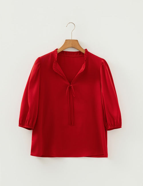 V Neck Bow Blouse