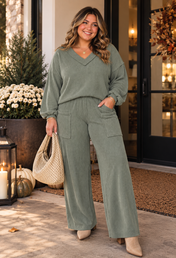Green Ribbed Exposed Seam Plus Set