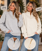 Fleece Half Zip Zenana Sweatshirt