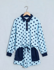 Pink Polka Dot Polo Patch Pocket Short Set