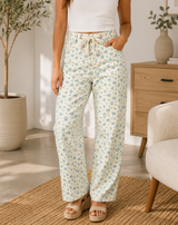 Beige Floral Knot Barrel Jeans RTS