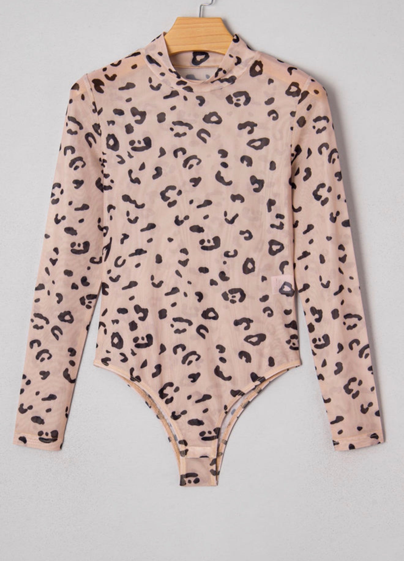 Khaki Sheer Leopard Bodysuit