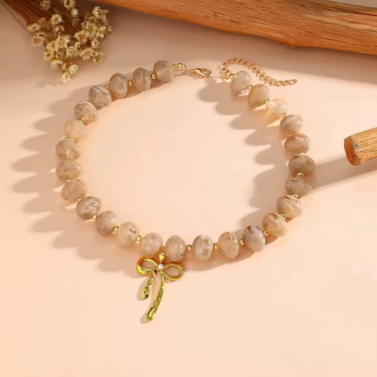 Beaded Bow Necklace