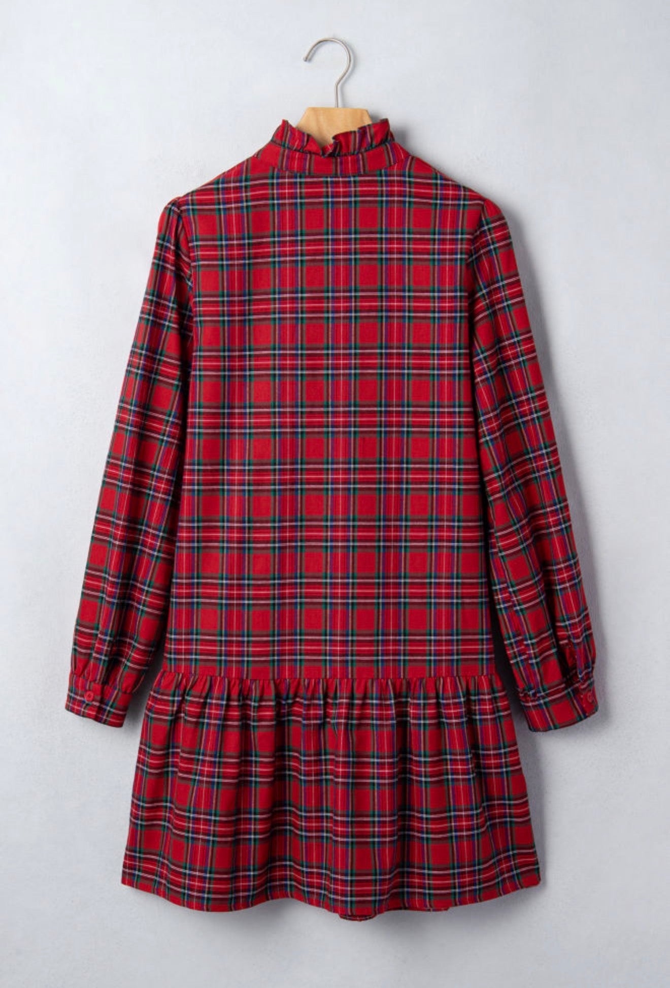 Red Plaid Shift Mini Dress
