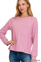 Soft Melange Havci Round Sleeve Top Zenana Full Run RTS