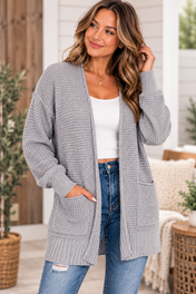 Waffle Open Cardigan Zenana Sweater