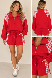 Red Plaid Zip Set Full Run RTS