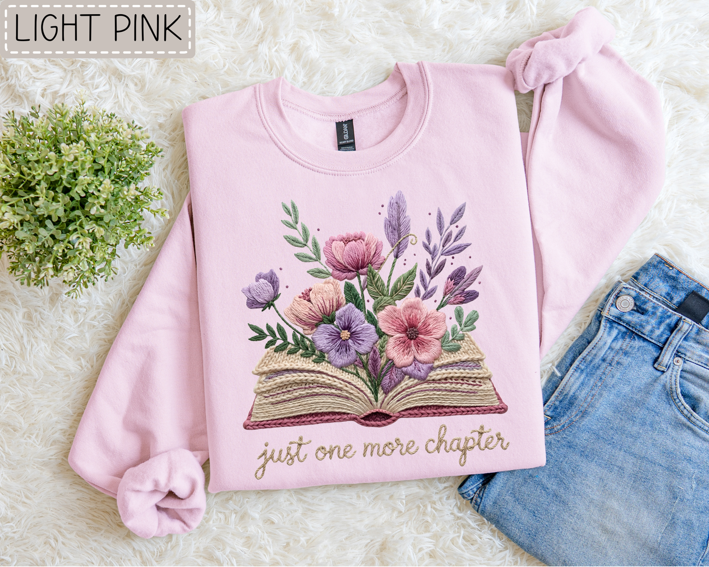 Faux Knit Just One More Chapter Sweatshirt.