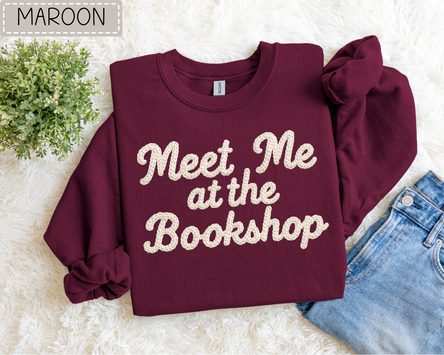 Faux Knit Meet Me At The Bookshop Sweatshirt.