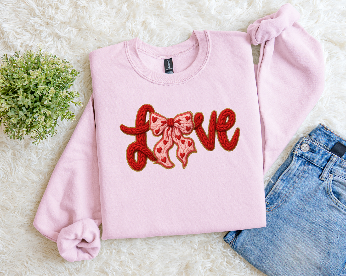 Faux Yarn Love Sweatshirt.