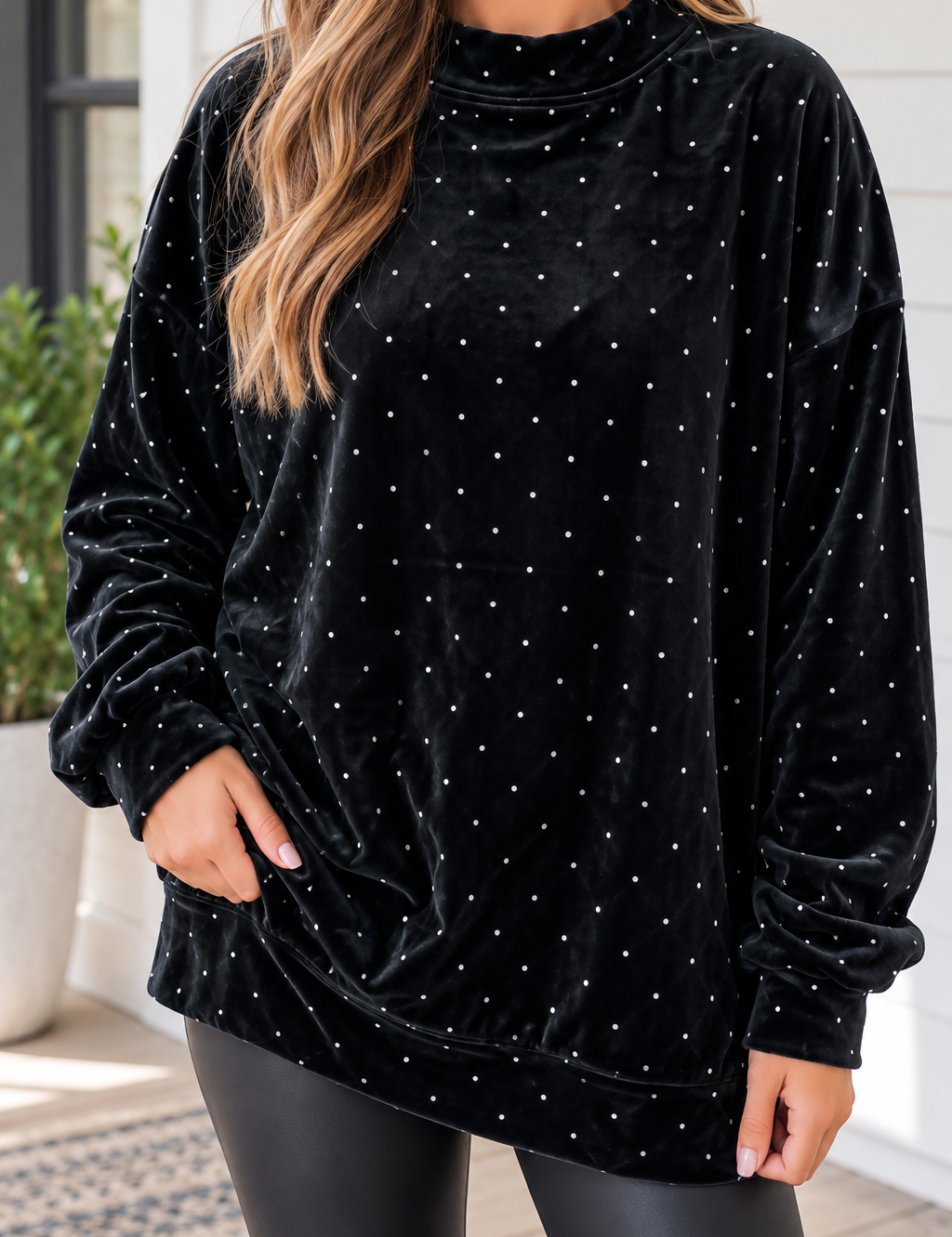 Velvet Polka Dot Sweatshirt