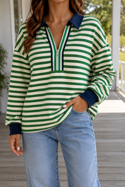 Striped V Neck Top