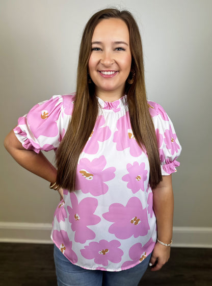 Pink Flower Plus size Top RTS