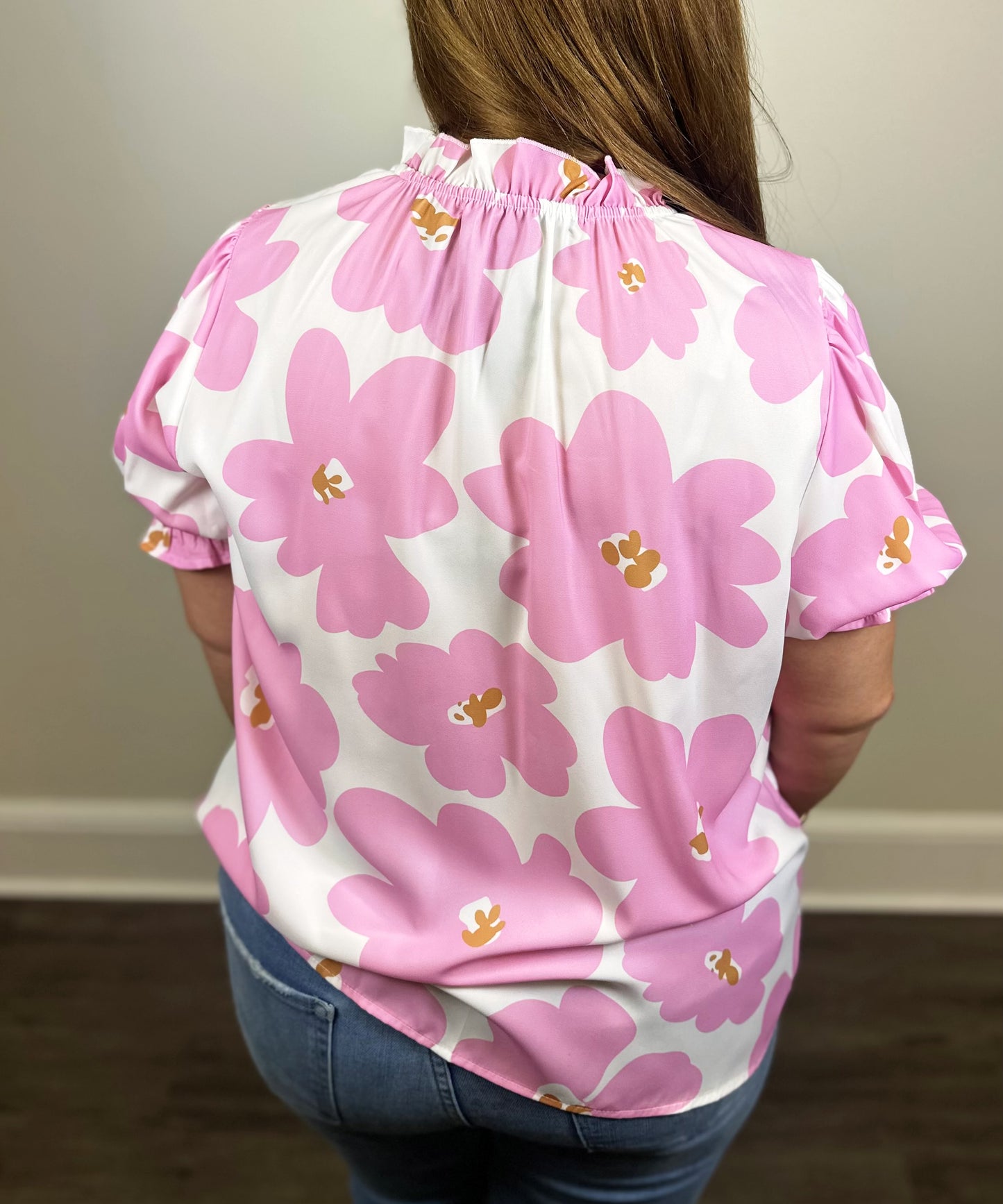 Pink Flower Plus size Top RTS