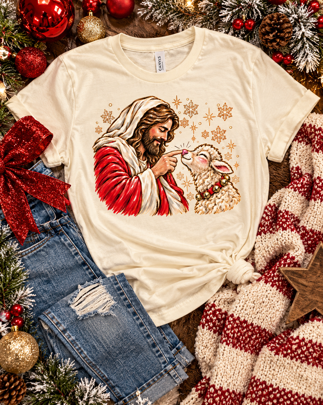 Tultex Jesus Booping Lamb Tee.