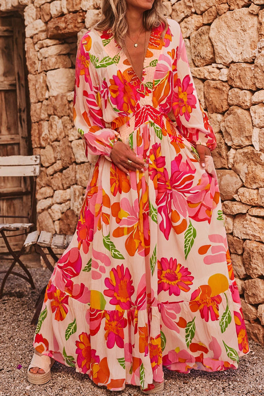 Floral Smocked Fall Maxi FB
