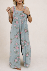 Floral Denim Jumpsuit