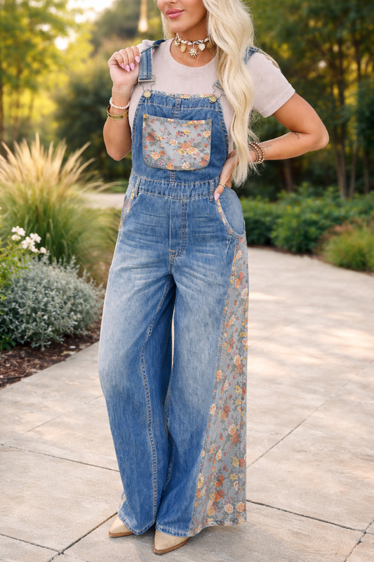 Floral Patchwork Overalls New RTS