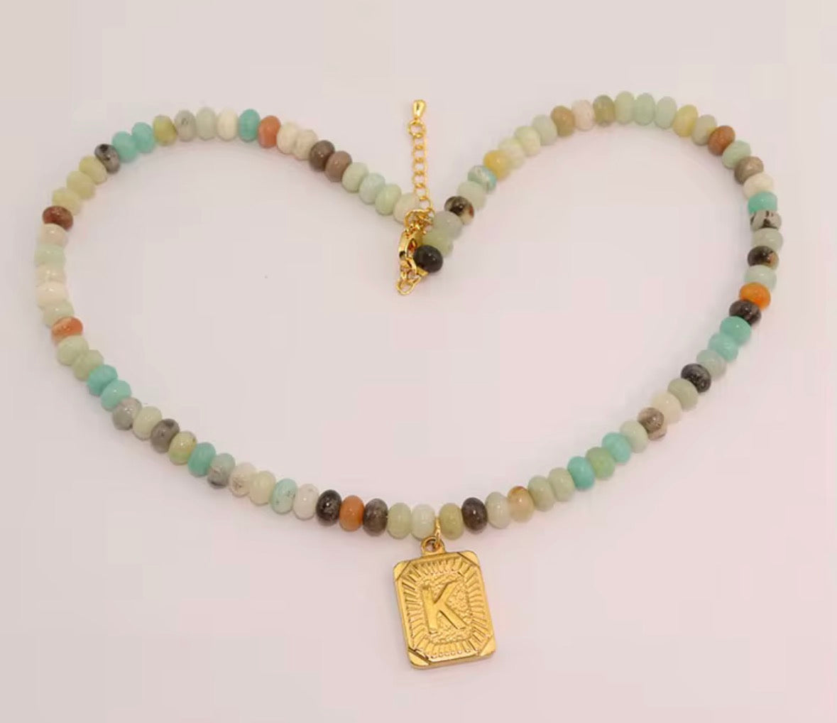 Beaded Gold Plated Initial Necklace
