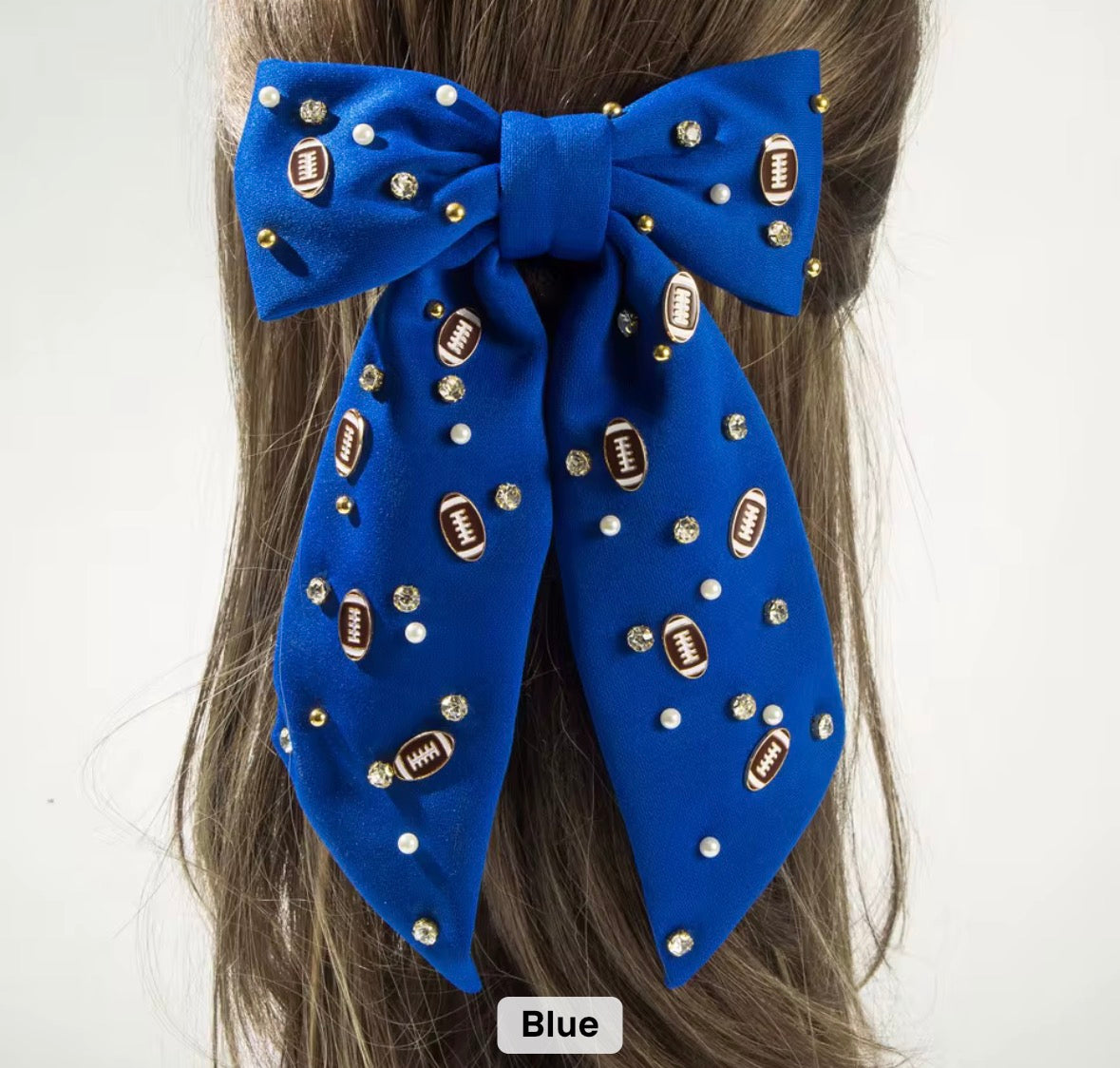 Football Rhinestone Bows