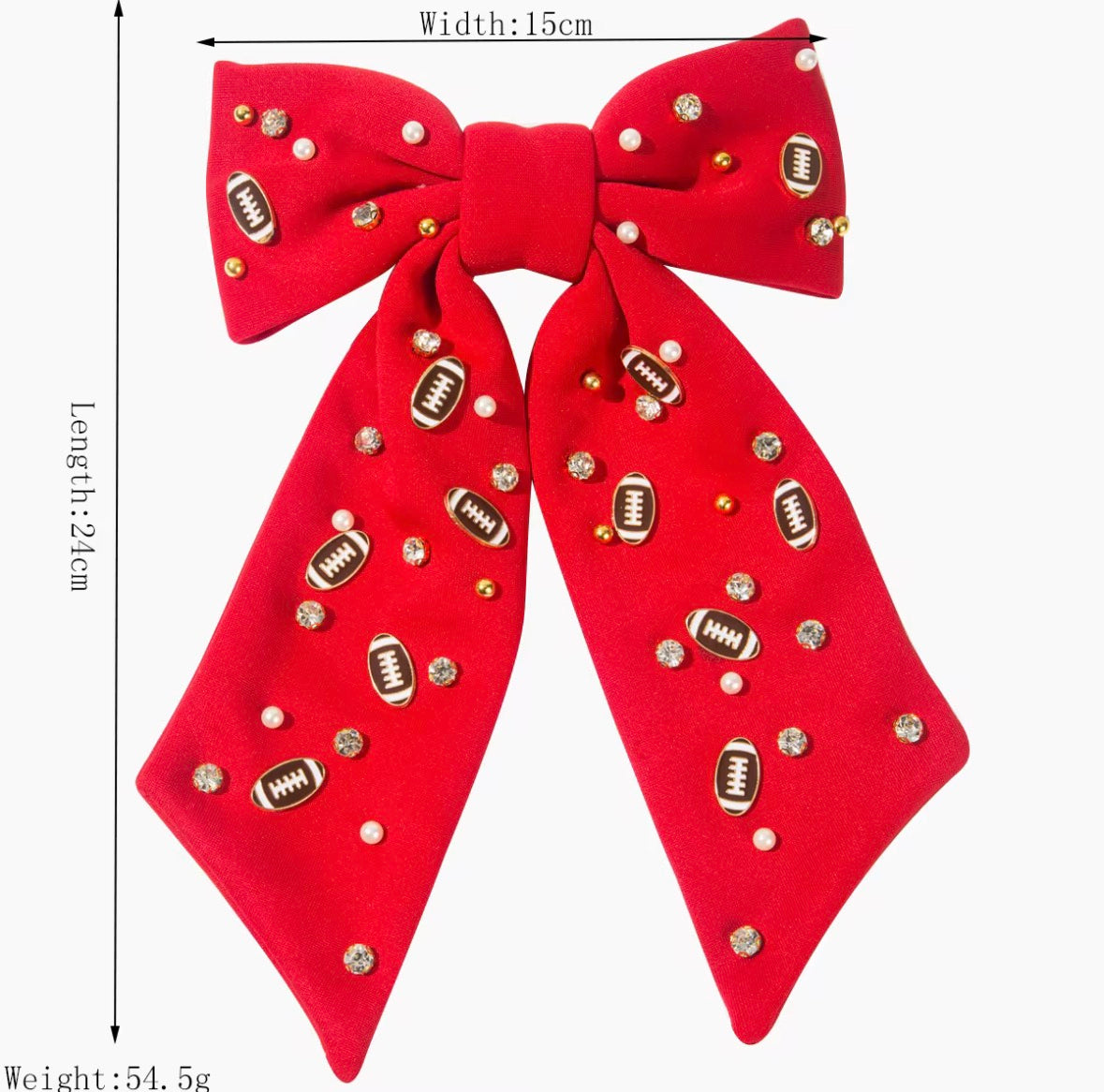 Football Rhinestone Bows