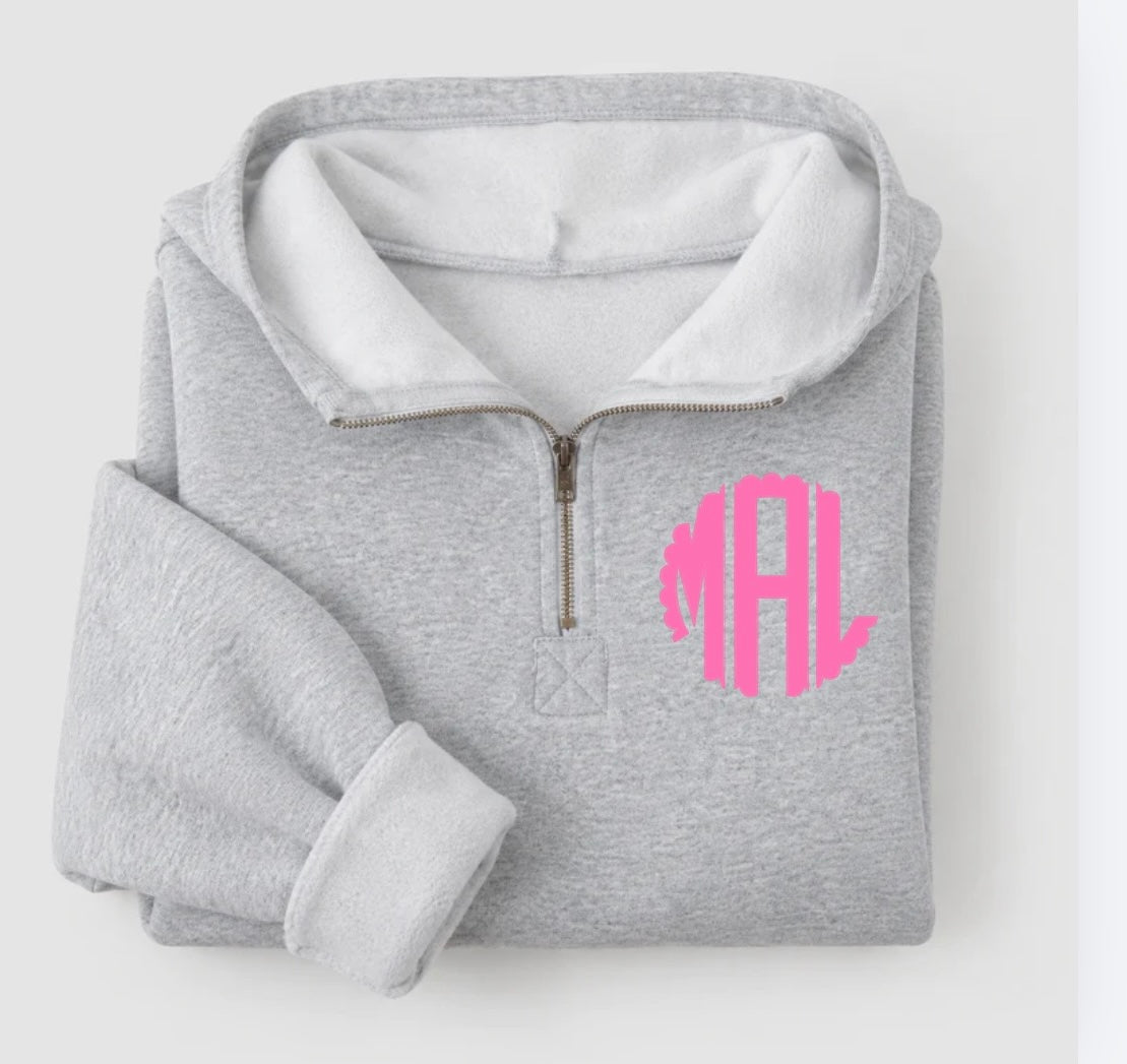 Monogram Fleece Lined Half Zip Pullover
