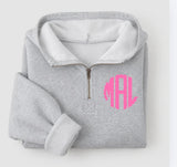 Monogram Fleece Lined Half Zip Pullover