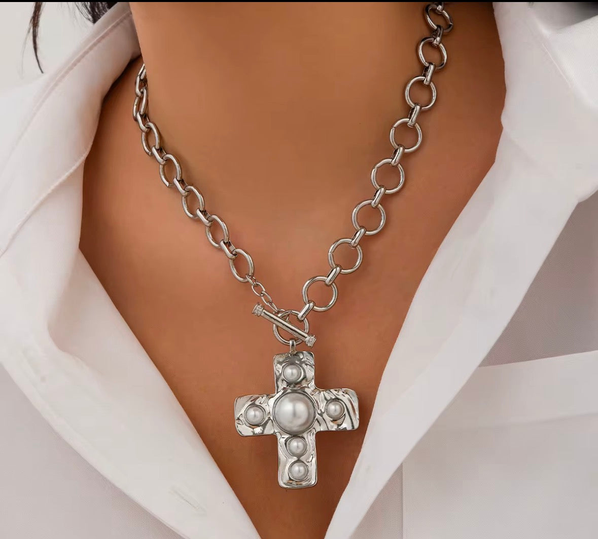 Hammered Cross Necklace