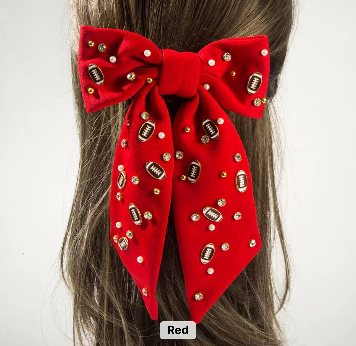 Football Rhinestone Bows